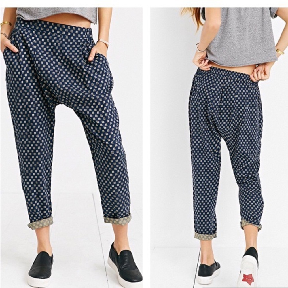 Urban Outfitters Navy Patterned Joggers